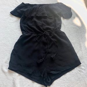 Black Off The Shoulder Honey Punch Romper